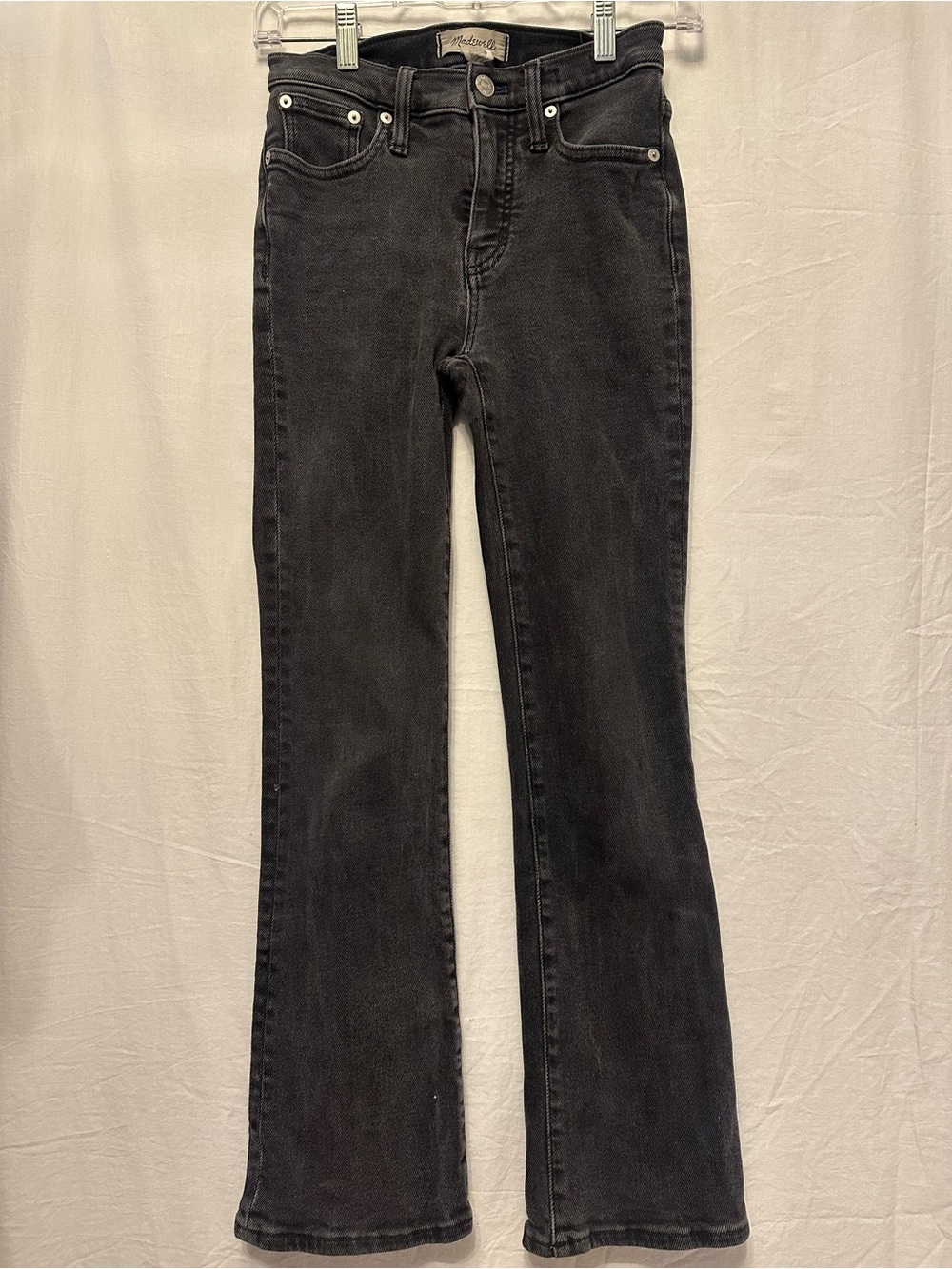 Madewell Size 26 Black High Rise Flare Jeans Washed Denim 26” Inseam